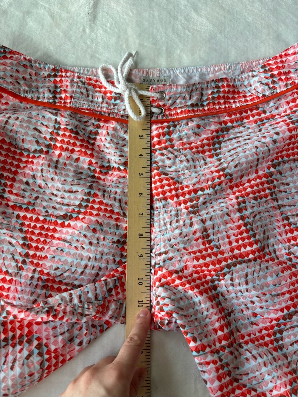 ⁠Sauvage Men Swim Trunks Size 36 Tropical Geometric Palm Print Board Shorts⁠ - Picture 3 of 11